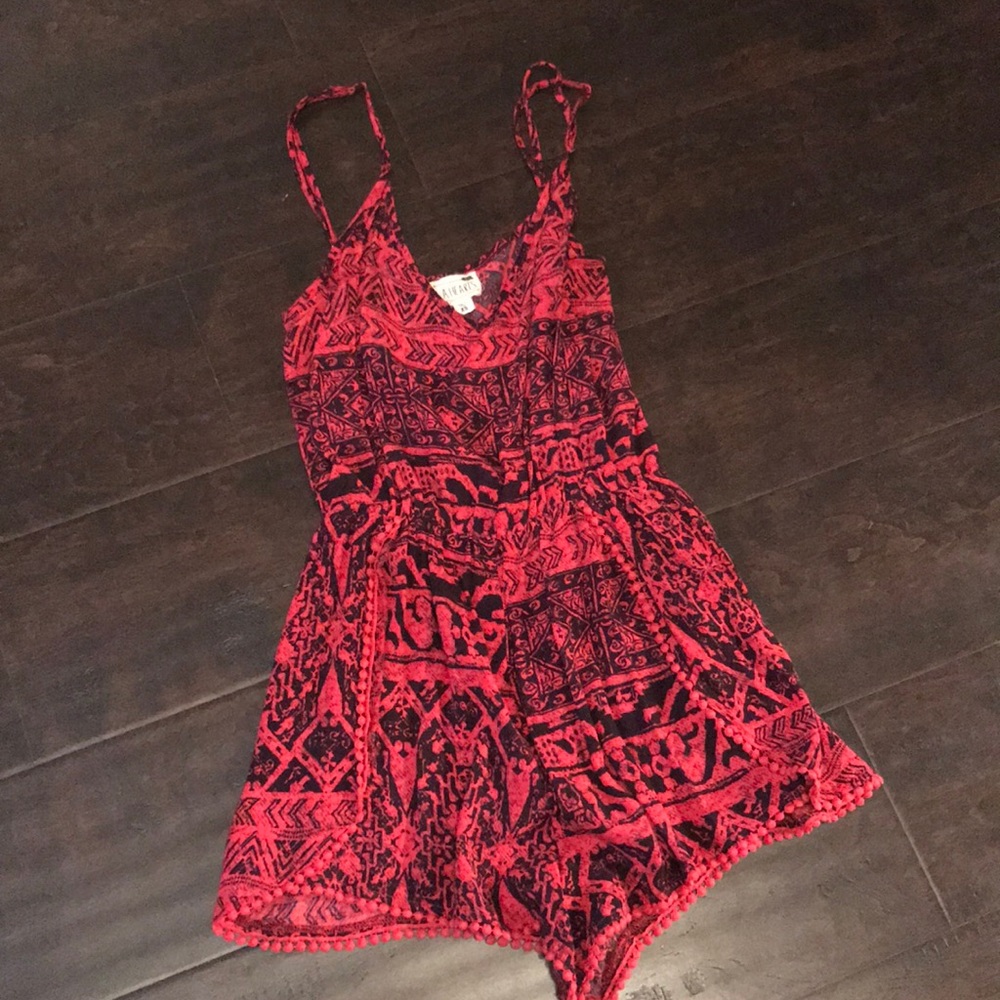 Cute Orange/Red and Black Tribal Print Romper